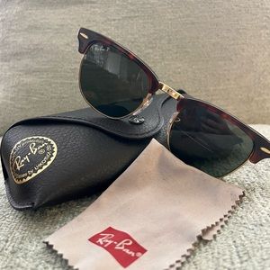 POLARIZED Ray-Ban Clubmaster Classic Sunglasses w/ case and cleaning cloth